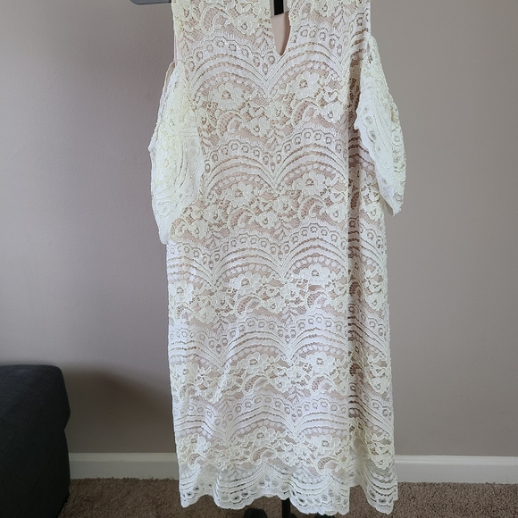 NWT Cream open shoulder lace dress - Picture 4 of 4